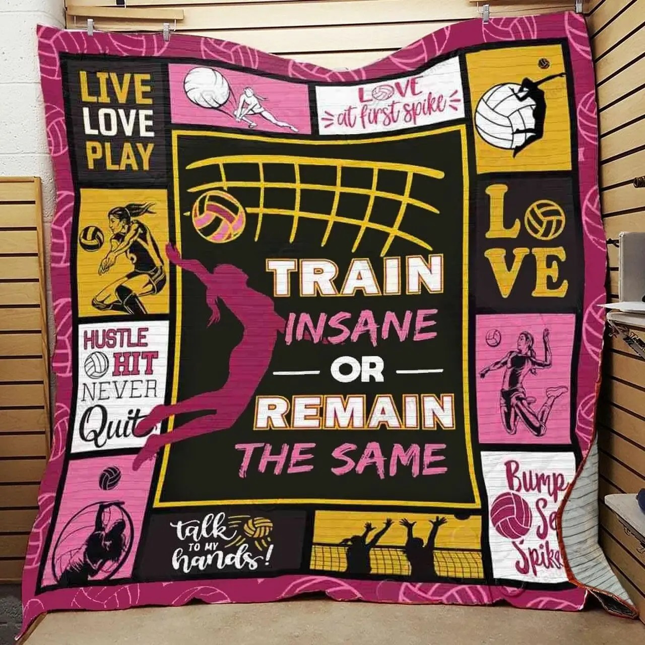 Volleyball Train Insane And Remain The Same Quilt Blanket Great Customized Blanket Gifts For Birthday Christmas Thanksgiving and Home Decor