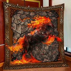 Warrior Of Fire Horse Quilt Blanket and Home Decor
