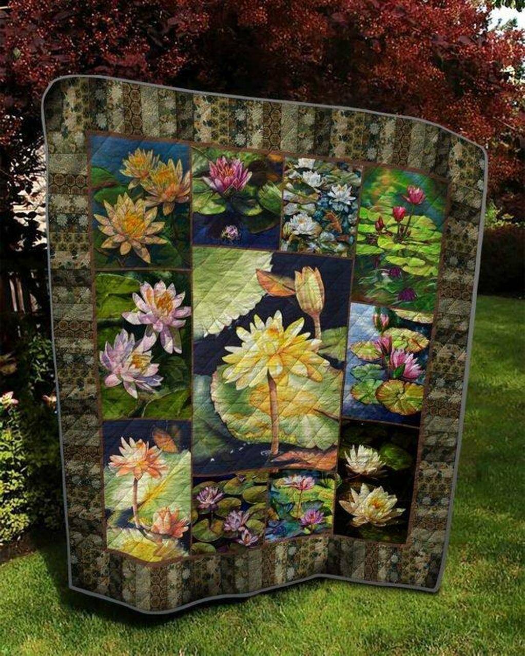 Water Lily P110412 Quilt Blanket Quilt and Home Decor