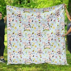 Watercolor Cartoon Cow Cl17100683Mdq Quilt Blanket and Home Decor
