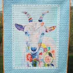 Watercolor Floral Goat Hur Quilt lx and Home Decor