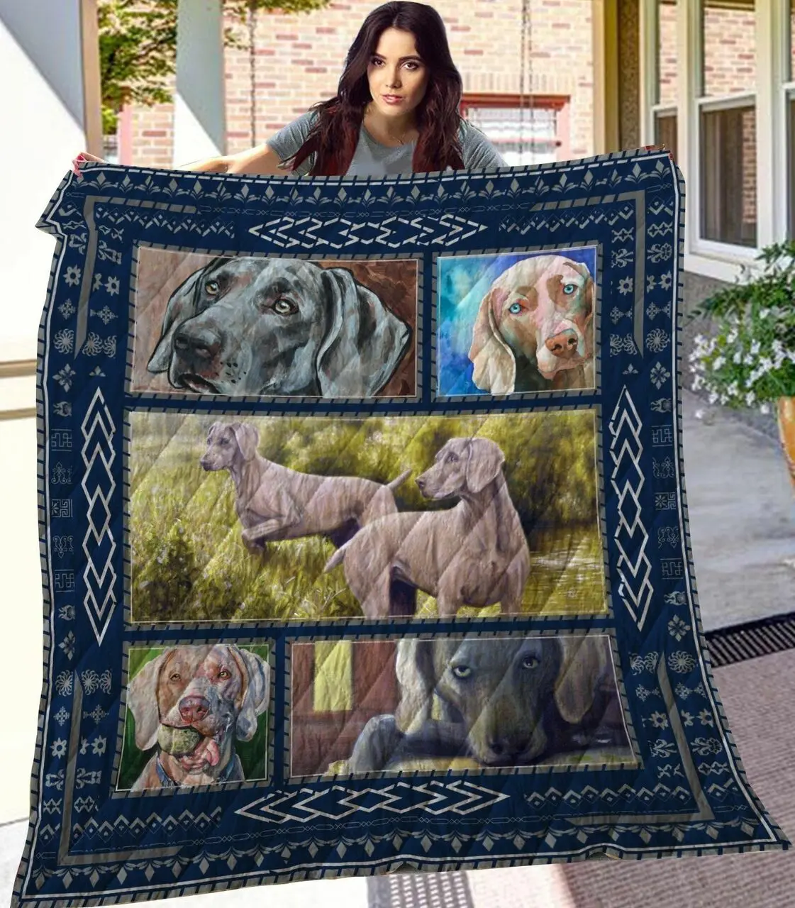Weimaraner V2 Quilt Blanket and Home Decor