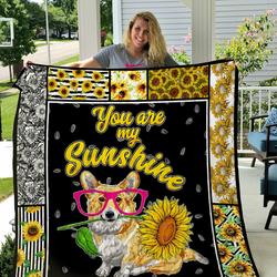 Welsh Corgi Sunflower  You Are My Sunshine Quilt  Quilt and Home Decor