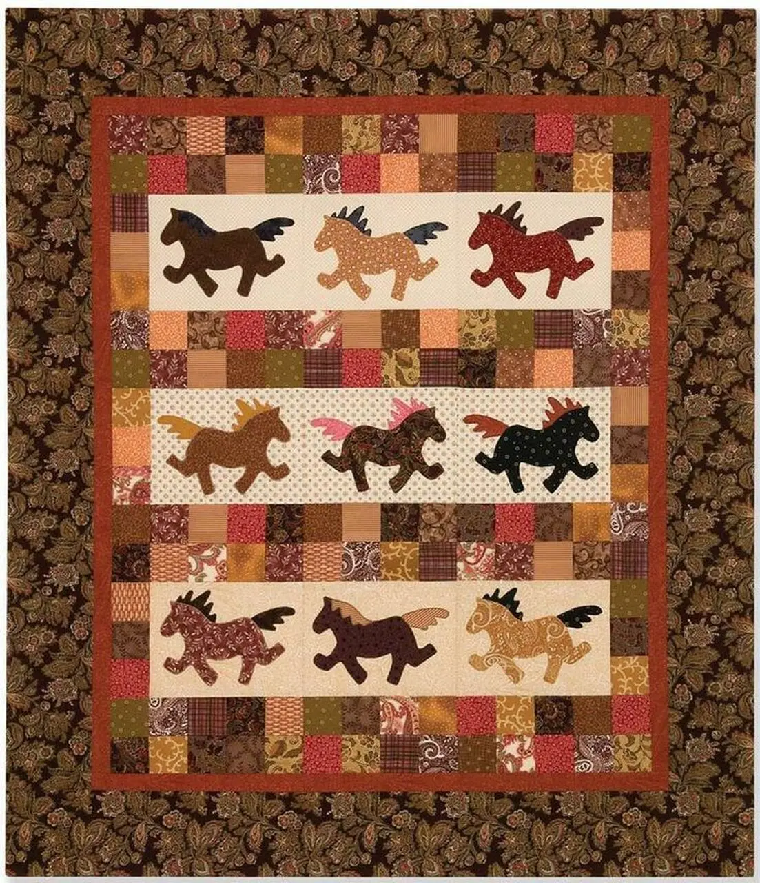 Western Horse Cla260659 Quilt Blanket and Home Decor