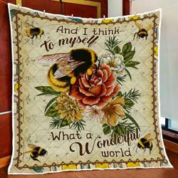 What A Wonderful World Bee Quilt Blanket and Home Decor