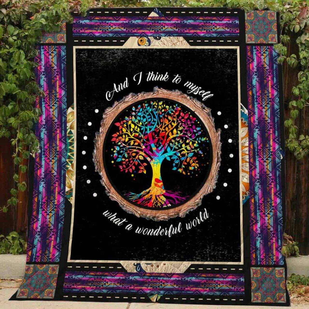What A Wonderful World Tree Of Life Cl22100551Mdq Quilt Blanket and Home Decor