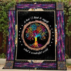 What A Wonderful World Tree Of Life Cl22100551Mdq Quilt Blanket and Home Decor