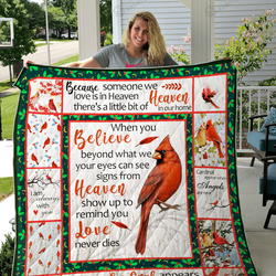 When A Cardinal Appears In Your Yard ItS A Visitor From Heaven Quilt Blanket Great Customized Blanket Gifts For Birthday Christmas Thanksgiving and Home Decor