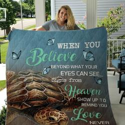 When You Believe Beyond What Your Eyes Can See Butterflies Turtle Quilt and Home Decor