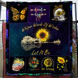 Whisper Words Of Wisdom Let It Be Sunflower Hippie Quilt and Home Decor