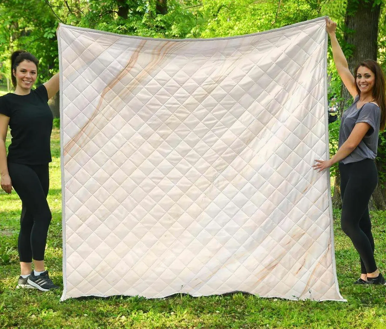 White Brown Smooth Marble Cl17100701Mdq Quilt Blanket and Home Decor