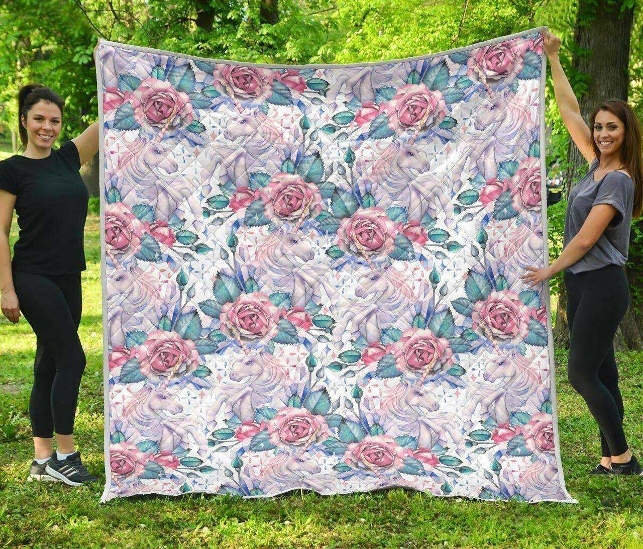White Fairy Rose Unicorn Cl17100704Mdq Quilt Blanket and Home Decor