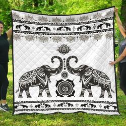 White Mandala Elephant Quilt  Quilt and Home Decor
