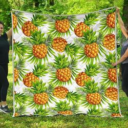 White Tropical Pineapple Cl17100726Mdq Quilt Blanket and Home Decor