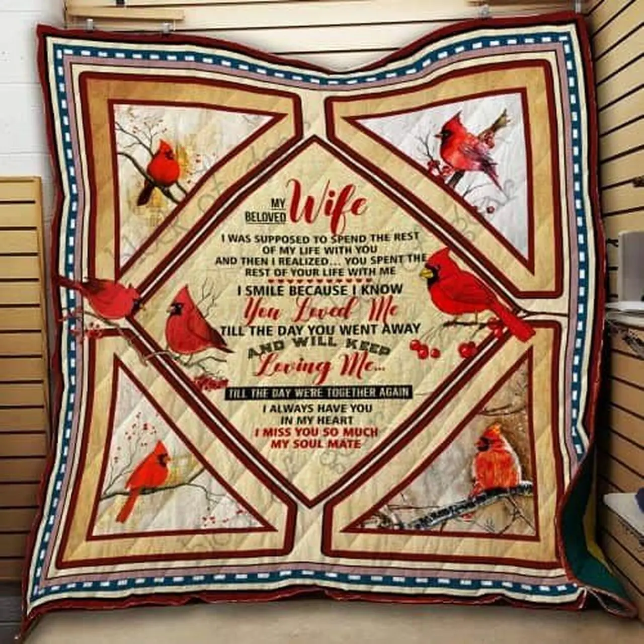 Wife In Heaven Cardinal Cl2100615Mdq Quilt Blanket and Home Decor