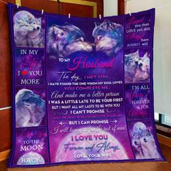 Wife To Husband Wolf Couple Quilt Blanket and Home Decor