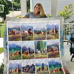 Wildflower Trails Horse Quilt Blanket Great Customized Blanket Gifts For Birthday Christmas Thanksgiving and Home Decor