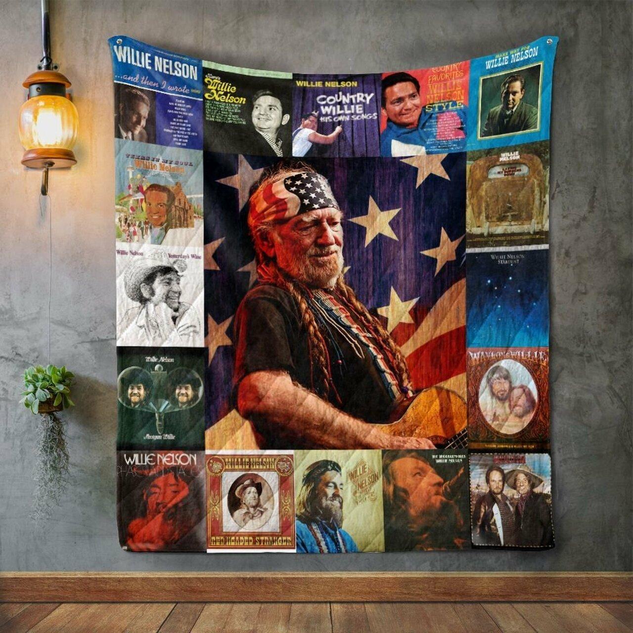 Willie Nelson 3 Album Covers Quilt Blanket and Home Decor