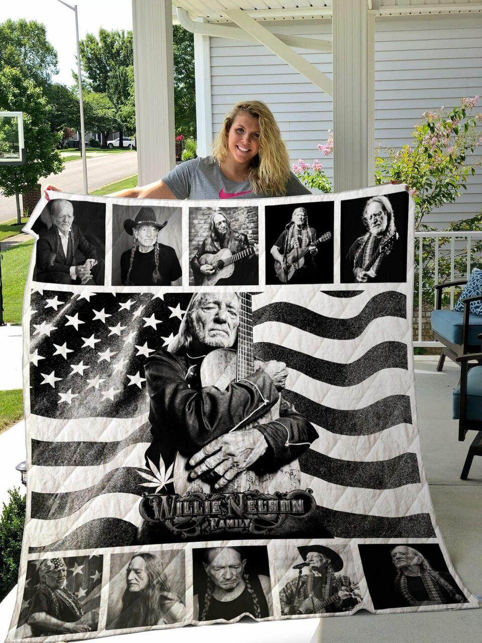Willie Nelson Quilt Blanket Black And White and Home Decor