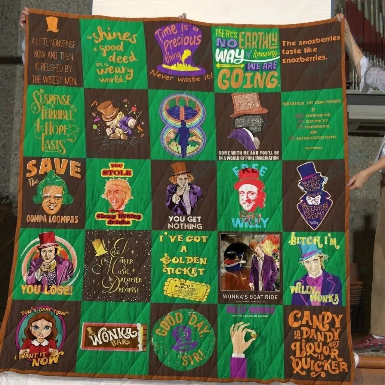 Willy Wonka And The Chocolate Factory T Shirts Quilt Blanket For Fans Version 25 and Home Decor