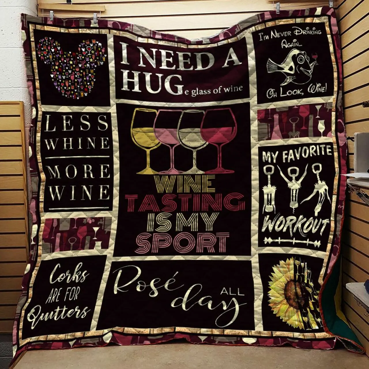 Wine Quote Quilt Blanket Dhc0102401Td and Home Decor