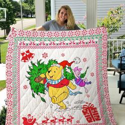 Winnie The Pooh Christmas Quilt Blanket and Home Decor