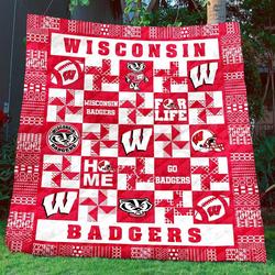 Wisconsin Badgers Ver2 Quilt Blanket and Home Decor