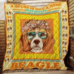 Without Beagle Cl22100555Mdq Quilt Blanket and Home Decor