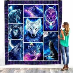Wolf Blue Wolf Ql Quilt Blanket Dhc04011506Dd and Home Decor
