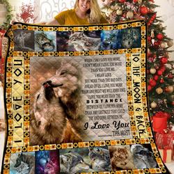 Wolf Couple I Love You The Most Quilt Blanket Great Customized Blanket Gifts For Birthday Christmas Thanksgiving and Home Decor