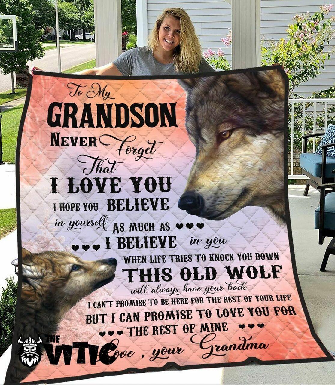 Wolf Grandma And Grandson Quilt Blanket 3592 and Home Decor