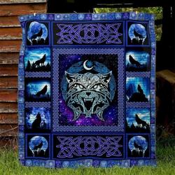 Wolf Head Pattern Quilt Blanket Great Customized Blanket Gifts For Birthday Christmas Thanksgiving and Home Decor