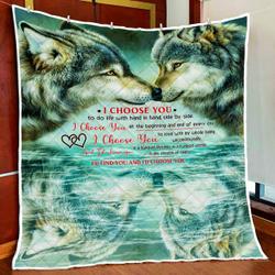 Wolf Love I Choose You Quilt Blanket and Home Decor
