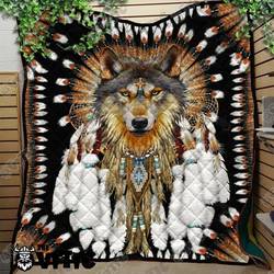 Wolf Quilt Blanket 3521 and Home Decor