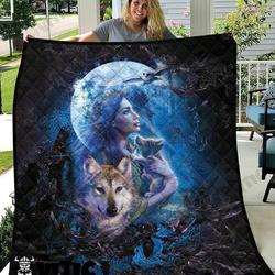 Wolf Quilt Blanket 3528 and Home Decor