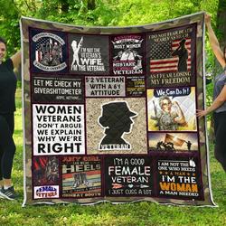 Women Veteran While Premium Quilt Blanket  Quilt and Home Decor