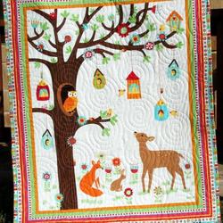 Woodland Forest Fox Deer Owls Quilt Blanket Dhc010236Lt and Home Decor