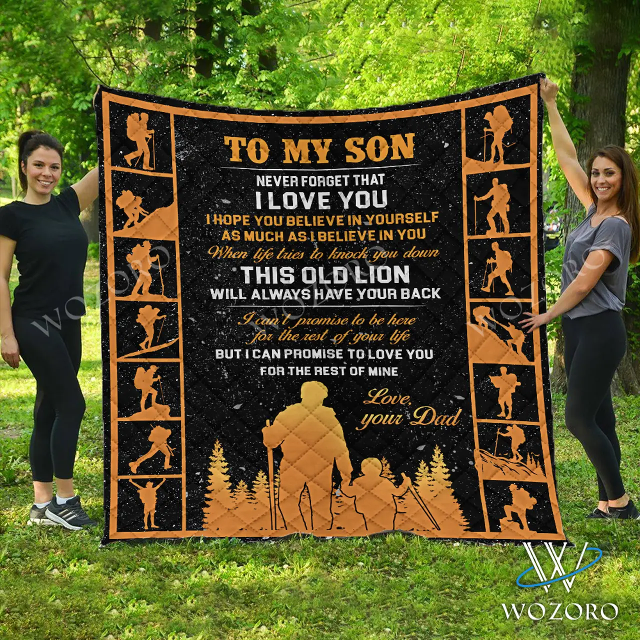 Wozoro Quilt Hiking I Love You My Son Twin King Queen Size and Home Decor