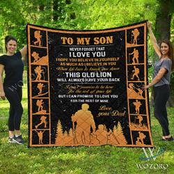 Wozoro Quilt Hiking I Love You My Son Twin King Queen Size and Home Decor