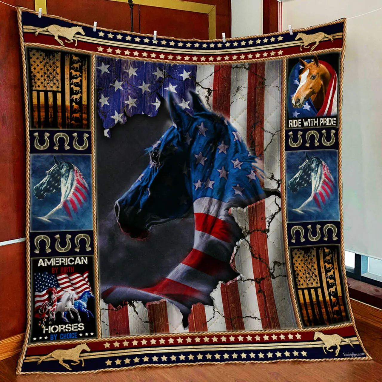 Wrapped In Glory Horse American Quilt Blanket and Home Decor