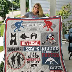 Wrestling Bigger Stronger Faster Quilt Blanket Great Customized Gifts For Birthday Christmas Thanksgiving Perfect Gifts For Wrestling Lover and Home Decor