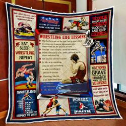 Wrestling Life Lessons Quilt Blanket and Home Decor