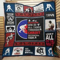 Wrestling Love My Wrestler Quilt Blanket Great Customized Gifts For Birthday Christmas Thanksgiving Perfect Gifts For Wrestling Lover and Home Decor