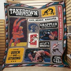 Wrestling Take Down Wrestling Quilt Blanket Great Customized Gifts For Birthday Christmas Thanksgiving Perfect Gifts For Wrestling Lover and Home Decor