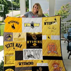 Wyoming Cowboys Quilt Blanket Great Customized Blanket Gifts For Birthday Christmas Thanksgiving and Home Decor