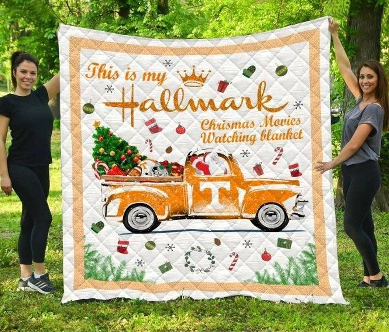 Xmas Tennessee Volunteers Football Quilt Blanket and Home Decor