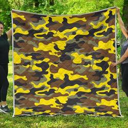 Yellow Brown And Black Camouflage Cl17100731Mdq Quilt Blanket and Home Decor