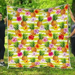 Yellow Striped Pineapple Cl17100741Mdq Quilt Blanket and Home Decor