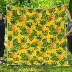Yellow Tropical Pineapple Hur Quilt eu and Home Decor