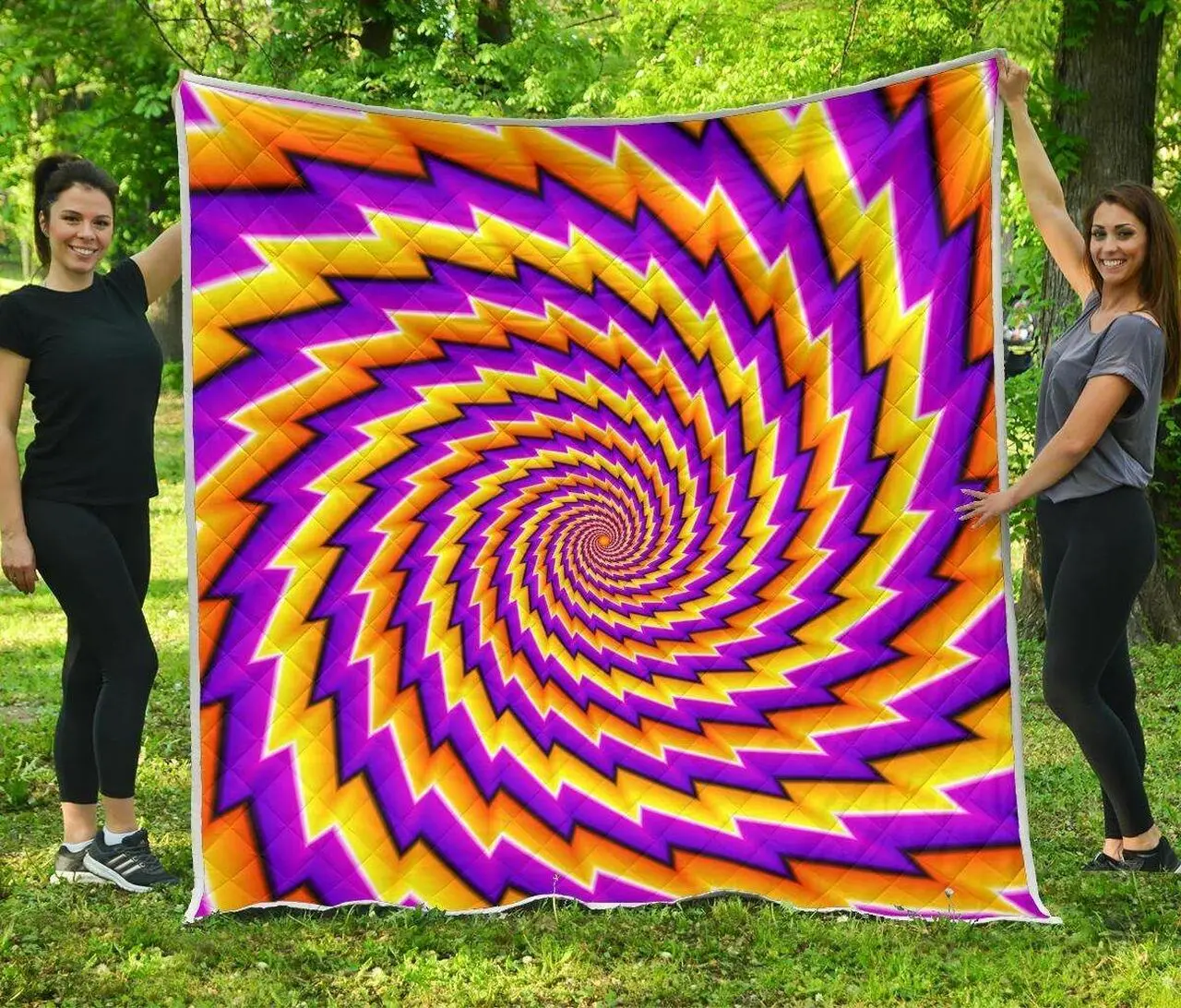 Yellow Twisted Moving Optical Illusion Cl17100744Mdq Quilt Blanket and Home Decor